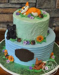 Baby Woodland Animal Themed Baby Shower Cake
