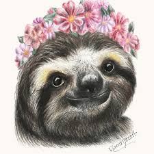 Spring Sloth Art Print By Olivia Bezett Sloth Art Sloth Drawing Sloth Tattoo