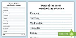 26 handwriting worksheets for adults pdf instead of inserting the exact same text altering font styles or correcting margins every time you start a new document opening a custom template can allow you to get directly to work on the material instead of wasting time tweaking. Days Of The Week Handwriting Practice Sheets