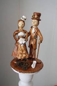 Steampunk Wedding Cake Topper Steampunk Couple By Poppenkraal 140 00 Steampunk Wedding Cake Steampunk Wedding Wedding Cake Toppers