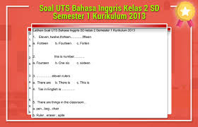 Soal Uts Bahasa Inggris Kelas 2 Sd Semester 1 Kurikulum 2013 Idn Paperplane
