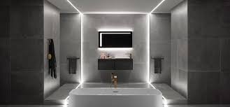 They're longer lasting than fluorescent and incandescent a clean and minimalist bathroom will look good with round frosted pendant lamps with soft white led lights inside. Led Lighting In Bathroom Design Pro Light At Surrey Tiles Woking Enlightening Design Introducing Pro Light Led Technology