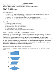 Quadrilateral Lesson Plan