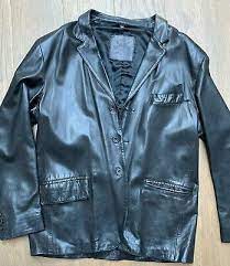 Vintage Black Leather Jacket Mens Late 90s Excellent Mens Jackets Jackets Armani Bomber Jacket