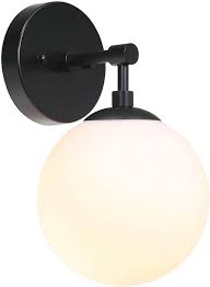 This will look great at my back door. Amazon Com Xinbei Lighting Wall Light 1 Light Vintage Wall Sconce With Globe Glass Bathroom Vanity Light In Matte Black For Bathroom Bedroom Xb W1211 Mbk Home Improvement