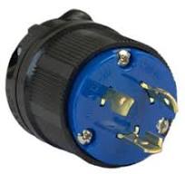 20AMP TWISTING LOCK DEVICE MALE PLUG 2P 3W 250VAC NEMA L6-20P BLUE  POLYCARBONATE