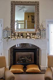 Styling A Mantle With Lanterns And Florals Easter Fireplace Mantel Decor Fireplace Mantel Decor Christmas Fireplace Decor