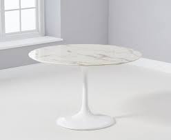 Rectangular dining table with shaped marble top and rounded edges, base with 8 legs in american walnut. Mark Harris Brittney Round White Marble Effect Top 120cm Dining Table Cfs Furniture Uk