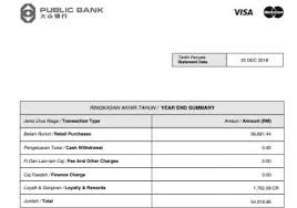 A business bank statement is a summary of all transactions in your business bank account. Public Bank Credit Cards V5