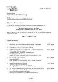 Für den ansprechpartner in ihrer. Vorlage Zur Sitzung Vom 16 06 2010 Wesel
