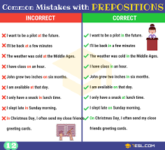 Preposition Errors 130 Common Mistakes With Prepositions 7 E S L Prepositions Learn English Vocabulary Teaching English Grammar