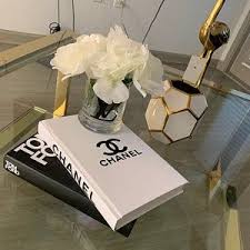 9 Gold Hardcover Decorative Books Fashion Books Designer Etsy Chanel Book Decor Book Decor Fake Books Decor