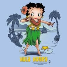 Betty Boop T Shirt Hula Honey Adult Carolina Blue Tee