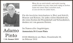 Retrouvez salvatore adamo, en live, dans l'émission 300 chœurs, spécial années 70, diffusé sur france 3, le 20 avril 2018. Traueranzeigen Von Adamo Pinto Trauer Op Online De