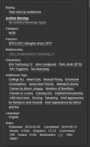 Any information you publish in a comment, profile, work, or content that you . Taekook Fic Rec On Twitter The Fundamentals Of Sleeping Ao3 Kavbg Jungkook Has Insomnia And Taehyung Works Every Night Bittersweet Ending Hurt Comfort Https T Co Bptgrxcvxq Https T Co Iijh9fbwmy