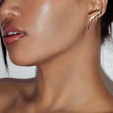 Gold Earring Climber Dripping , Silver Ear Crawler, Droplet Earrings Edgy,  Mismatched Jewelry for Her