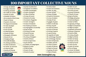 Collective Nouns List 100 Most Important Collective Nouns In English Love English Collective Nouns Nouns Kids Math Worksheets