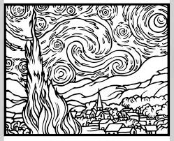 Art With Kids Coloring Pages Starry Night Van Gogh Van Gogh Coloring Van Gogh Art