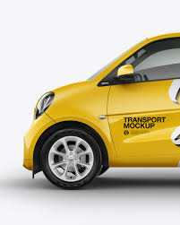 Download Smart Fortwo Mockup Side View In Vehicle Mockups On Yellow Images Object Mockups PSD Mockup Templates