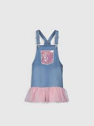 Kiz Cocuk Pul Islemeli Firfirli Jean Salopet Lc Waikiki Moda Stilleri Elbise Kiz Cocuklar