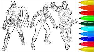 Heroes spiderman iron man thanos wolverine batman thor coloring pages happy viewing friends ! Spiderman Captain America Iron Man Coloring Pages Coloring And Drawing