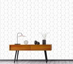 Black And White Geometric Wallpaper Bedroom Hexagon Wallpaper Geometric Wallpaper Black White Deco Mural Black And White Remova Discount Bedroom Furniture White Interior Design Hexagon Wallpaper