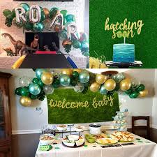 Buy Homond Dinosaur Baby Shower Decorations For Boy Dinosaur Balloons Garland Kit For Baby Shower Dinosaur Party Supplies Welcome Baby Banner Hatching Soon Cake Topper Online In Usa B08dxpzjn9