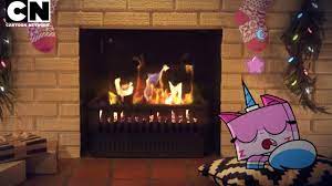 One Hour of Relaxing Yule Log | Unikitty | Cartoon Network - YouTube