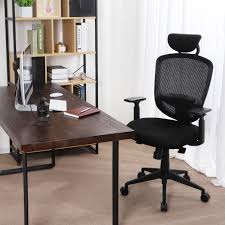 Songmics Office Chair With Ergonomic High Back Support Swivel Mesh Chair With Adjustable Headrest Black Uobn88bk Mesh Chair Office Chair Makeover Office Chair
