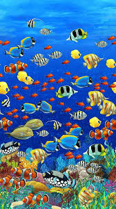 Dive Under The Sea With The Fish In Coral Reef By Northcott This Stunning Digital Print Has The Ocean The Fish Art Coral Reef Drawing Beautiful Sea Creatures