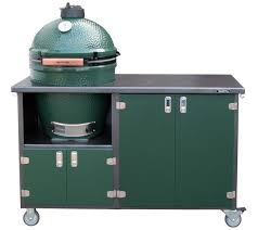 The dracary big green egg stand will raise your egg grill approximately 18.5 inches off of the ground, which makes cooking on it much more comfortable. Big Green Egg 4 Door Deluxe Cabinet Wellspring Bbq Outfitters