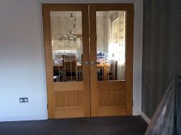 Internal french doors also called internal double doors can brighten up any living room, dining room or kitchen by allowing lots of natural sunlight into the room. Internal Double Doors Pre Finished Oak Half Glazed Toughened Safety Glass With Etched Line Internal Double Doors Double Doors Interior Internal Glass Doors