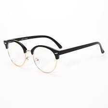 Blue Light Reducing Round Browline Clear Lens Frames - Black | Icing US