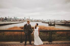 new york skyline wedding in foggy wehawken new jersey