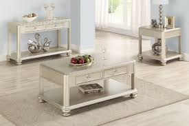 Get one that's unique, crafted out of wood, metal, iron or stone to stylish round end table: Champagne Coffee Table Set Living Rooms Plus