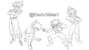 ArtiMari on X: Line art completed 😅 I'm gonna go to sleep and color it  tomorrow. #dragonball #dragonballz #dragonballsuper #dbsuper #dbs #dbz  #myhero #myheroacademia #bokunoheroacademia #bokunohero #anime #goku  #vegeta #midoriya #bakugou #sketch #