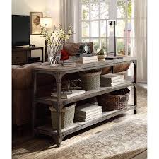 Console Table Weathered Oak Antique Silver Walmart Com Sofa Table Decor Furniture Acme Furniture
