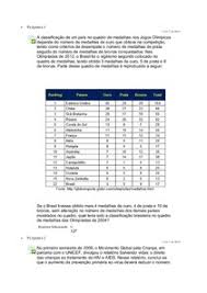 Nas olimpíadas de 2012, o brasil foi o vigésimo segundo colocado no quadro de medalhas, tendo obtido 3 medalhas de ouro, 5 at the 2004 olympics, brazil was ranked sixteenth in the medal table, having won 5 medals from gold, 2 silver and 3 bronze. Estudos Disciplinares V Unip Docx Trabalho Individual