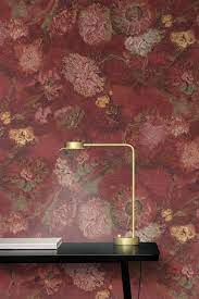 bnwalls vangogh behang rood roze woonkamer interieur decoratie wallcovering design vangoghwall bladeren red wallpaper van gogh wallpaper wallpaper