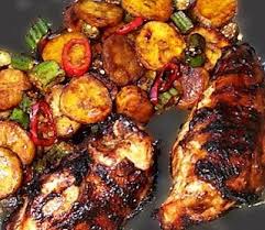 Jerk Chicken Fried Plantain Delish Jamaican Recipes Caribbean Recipes Traditional Jamaican Food
