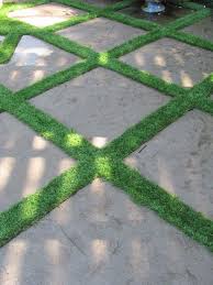 Laying artificial grass is a simple way to brighten up your garden all year round. Grass Between Pavers Design Ideas Pictures Remodel And Decor Artifical Grass Outside Flooring Hardscape