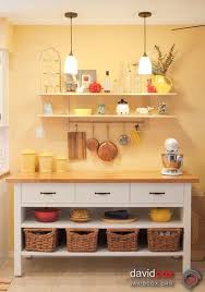 Hacked Ikea Varde Freestanding Cabinet With Cherry Butcherblock Yellow Kitchen Decor Freestanding Kitchen Kitchen Design