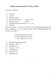 Preek Over Genesis 14 19a En 20b