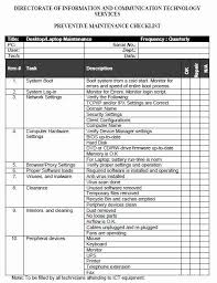 Computer Repair Checklist Template Elegant 12 Free Sample Puter Maintenance List Templates Preventive Maintenance Computer Maintenance Checklist Template