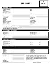 We did not find results for: 154871412 Bio Data Form Docx I D Bio Data Photo Personal Data Position Desired Date Name Sex City Address Provincial Address Telephone Cell Phone Course Hero