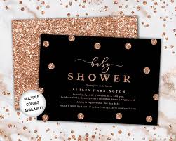 Black And Gold Baby Shower Dress Rose Gold And Black Baby Shower Invitation Baby Shower Etsy Rose Gold Baby Shower Sparkle Baby Shower Gold Baby Shower Invitations