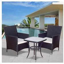 Md Group Patio Furniture Set Garden Rattan Wicker Polyester Fabric Cotton Cushion Water Proof 3pcs