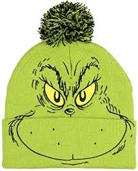 How the grinch stole christmas glass tree ornament this listing is for a handmade grinch ornament with permanent vinyl on a glittered 3 glass ball, wrapped in green feather boa. Amazon Com Bioworld Dr Seuss The Grinch Who Stole Christmas Pom Beanie Hat Embroidered Character Green One Size Clothing