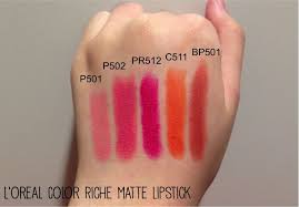 loreal paris color riche moisture matte lipstick swatches