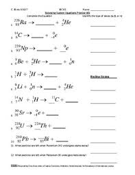 Balancing Nuclear Equations Practice Worksheet Great For Distance Learning